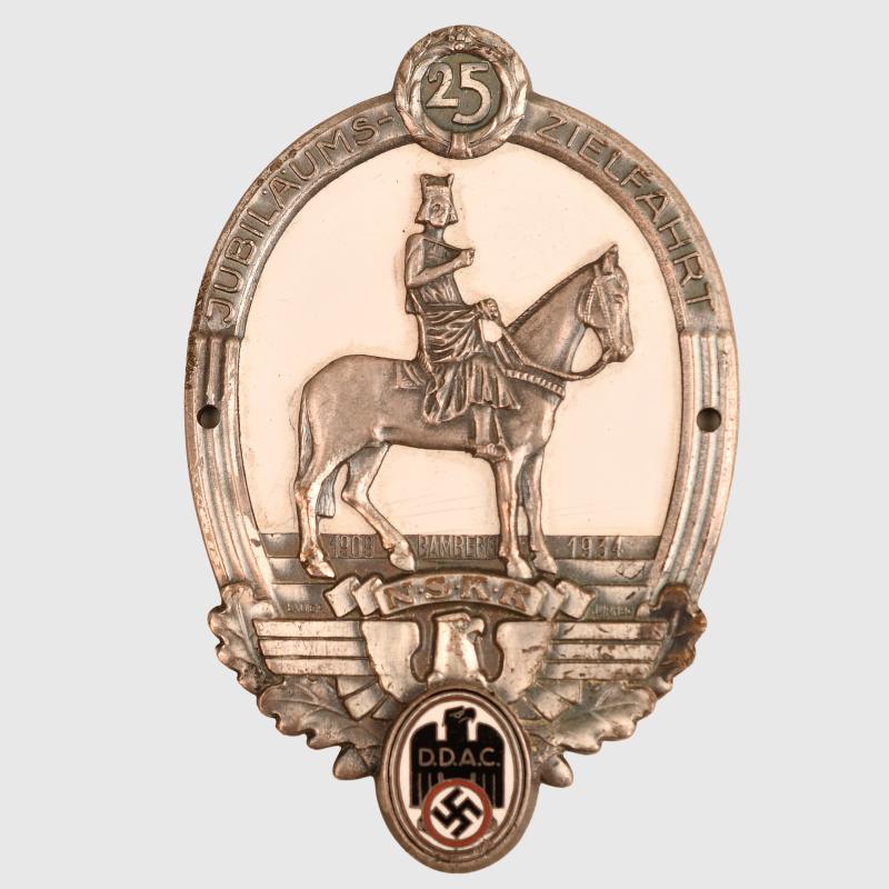 GERMAN WWII NSKK 1934 COMMEMORATIVE PLAQUE.