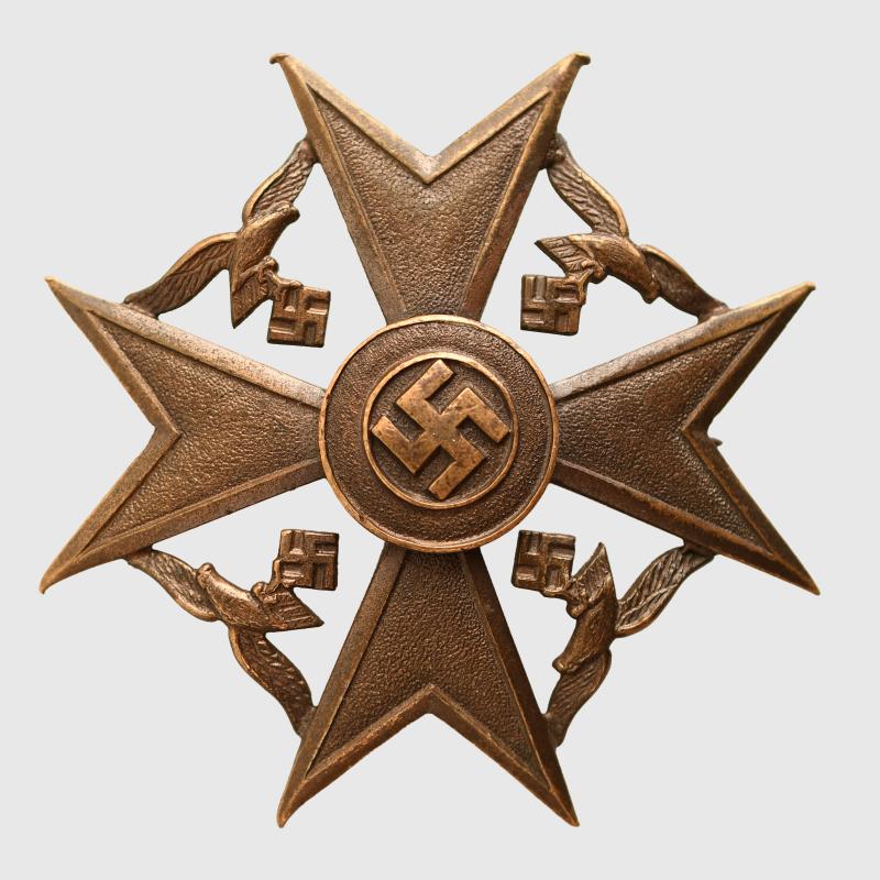 GERMAN WWII SPANISH CROSS IN BRONZE WITHOUT SWORDS.