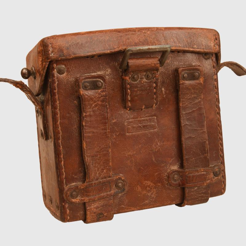 GERMAN WWI PATTERN 08 BINOCULARS CASED AND UNIT MARKED.