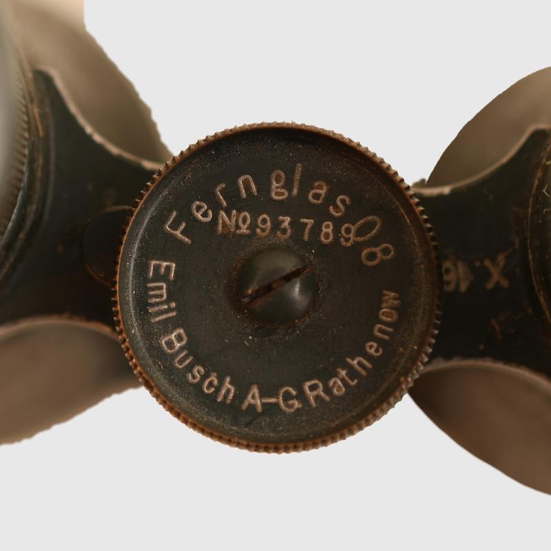 GERMAN WWI PATTERN 08 BINOCULARS CASED AND UNIT MARKED.