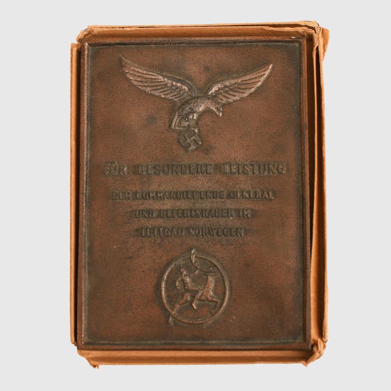 GERMAN WWII LUFTGAU NORWAY NON PORTABLE PLAQUE.