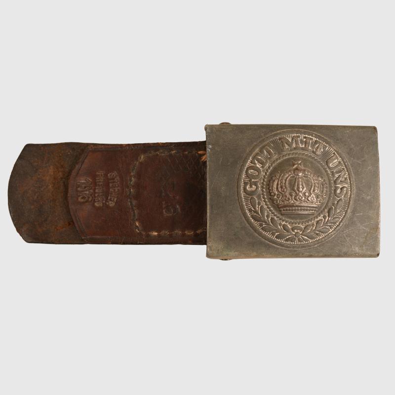GERMAN WWI PRUSSIAN GUARD REGIMENT GREY FINISHED BELT BUCKLE.