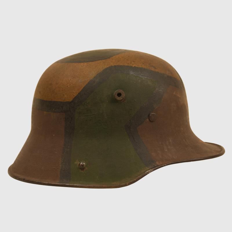 GERMAN WWI CAMOUFLAGE TRENCH HELMET.