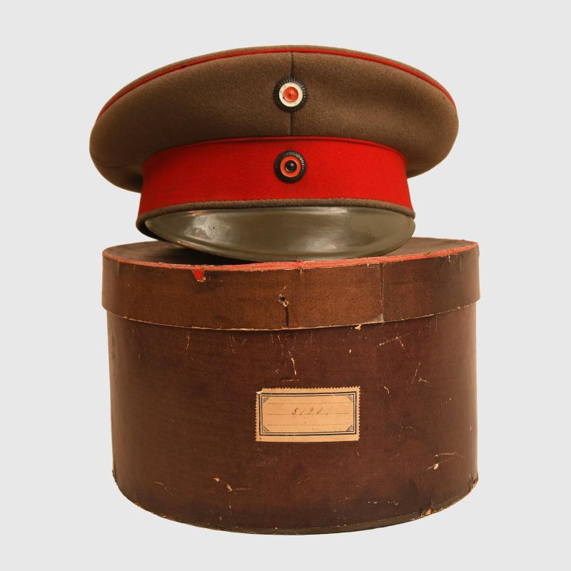 GERMAN WWI WURTTEMBERG NCO VISOR CAP, CASED.