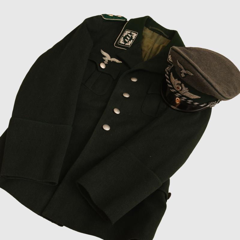 GERMAN WWII LUFTWAFFE FORESTRY SERVICE TUNIC AND CAP.