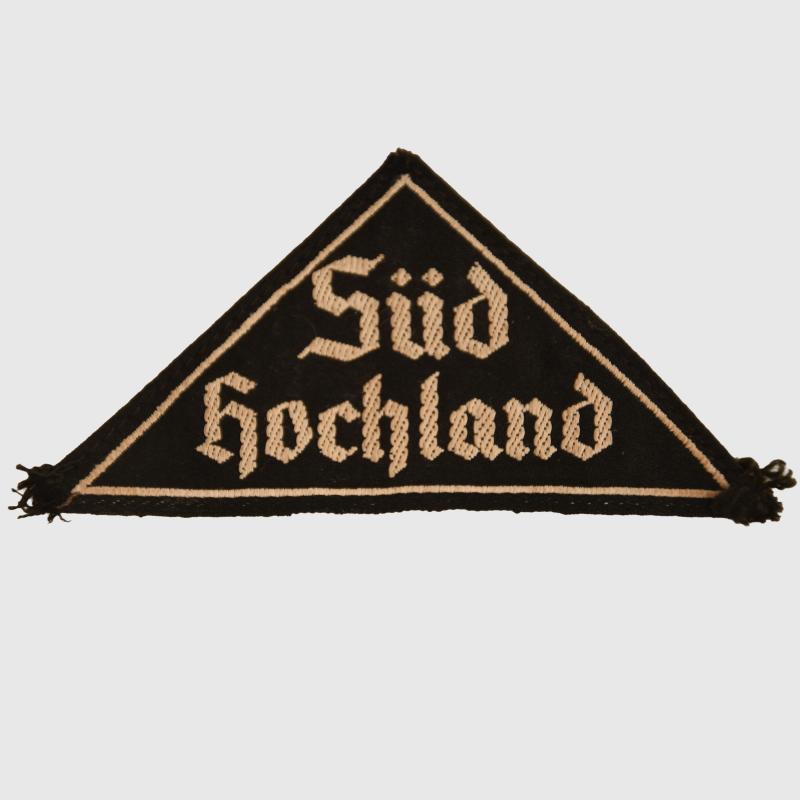 GERMAN WWII HITLER YOUTH BDM FEMALE SECTION DISTRICT TRIANGLE FOR SUD HOCHLAND.