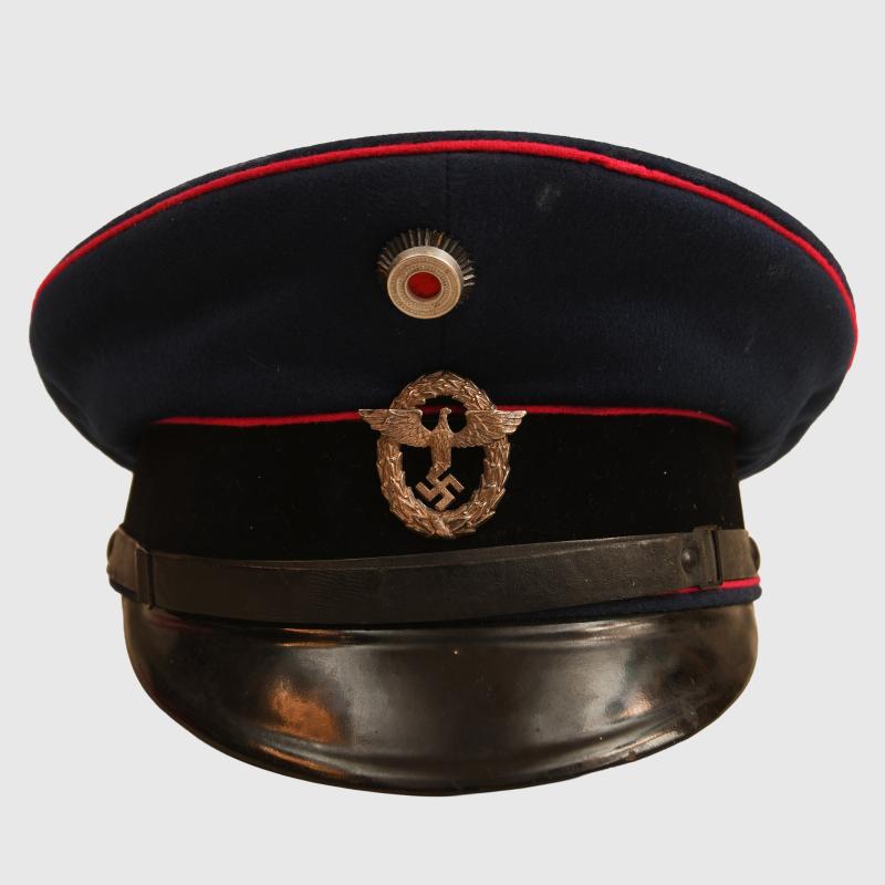 GERMAN WWII FIRE POLICE VISOR CAP.