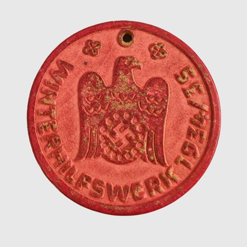GERMAN WWII WINTER HELP WORK WOODEN DONATION DISC.