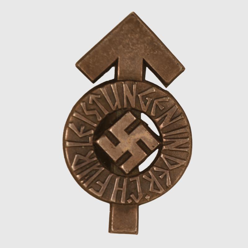 GERMAN WWII HITLER YOUTH PROFICIENCY BADGE IN BRONZE.
