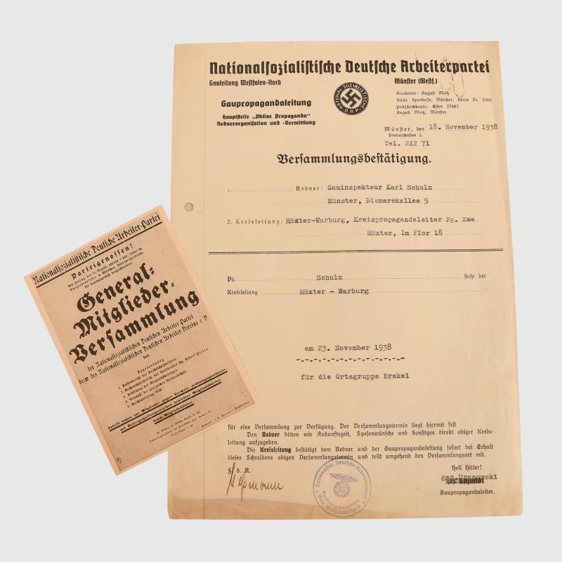 GERMAN WWII SS OBERSTURMBANNFUHRER KARL SCHULZ DOCUMENT GROUPING.