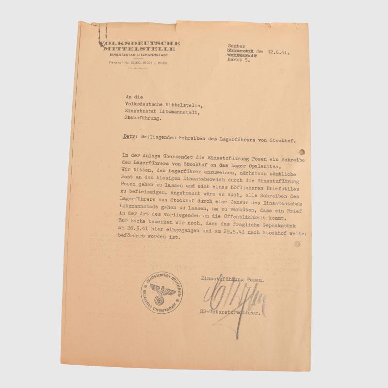 GERMAN WWII SS OBERSTURMBANNFUHRER KARL SCHULZ DOCUMENT GROUPING.