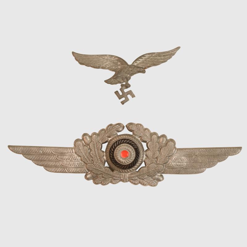 GERMAN WWII LUFTWAFFE EAGLE AND COCKADE CAP SET.