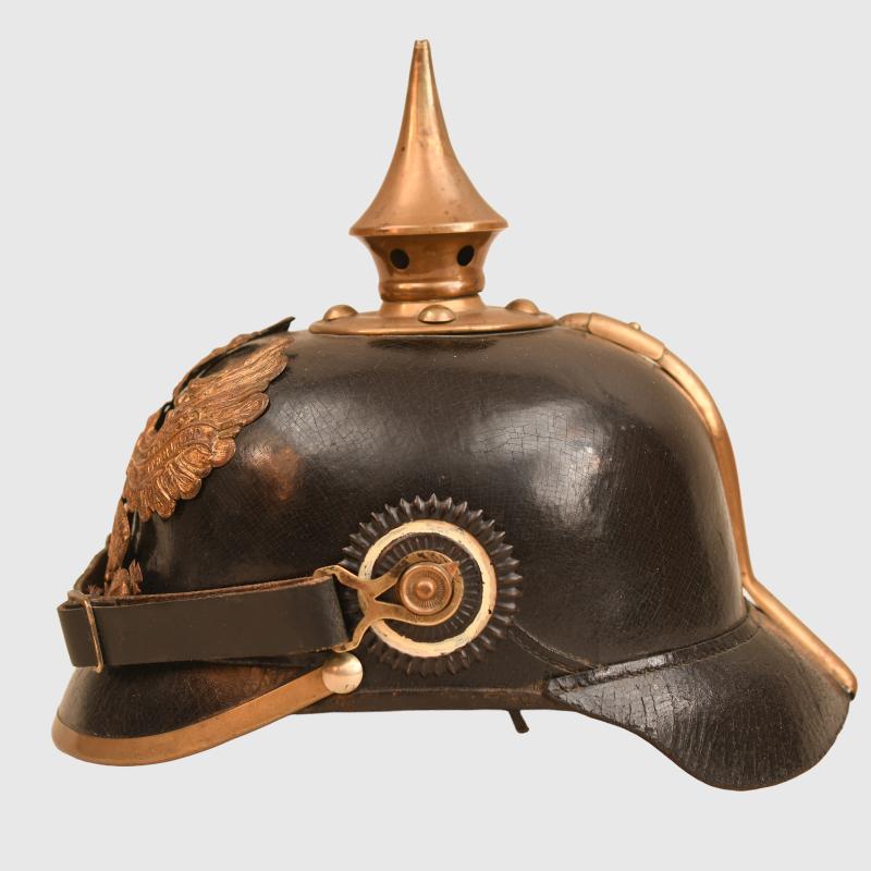 GERMAN WWI PRUSSIAN REGIMENTALLY MARKED PICKELHAUBE.
