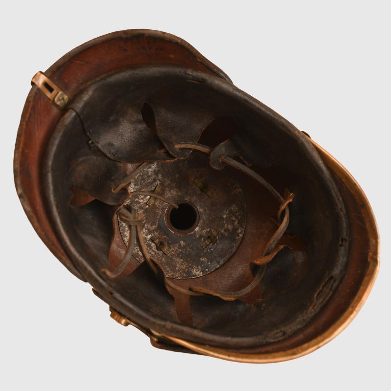 GERMAN WWI PRUSSIAN REGIMENTALLY MARKED PICKELHAUBE.