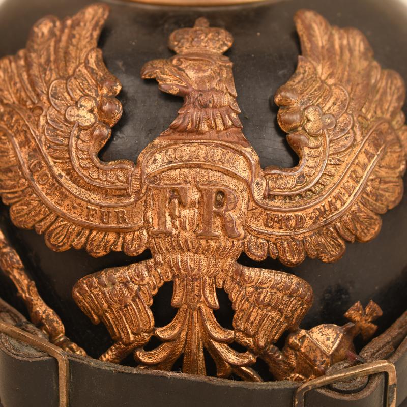 GERMAN WWI PRUSSIAN REGIMENTALLY MARKED PICKELHAUBE.