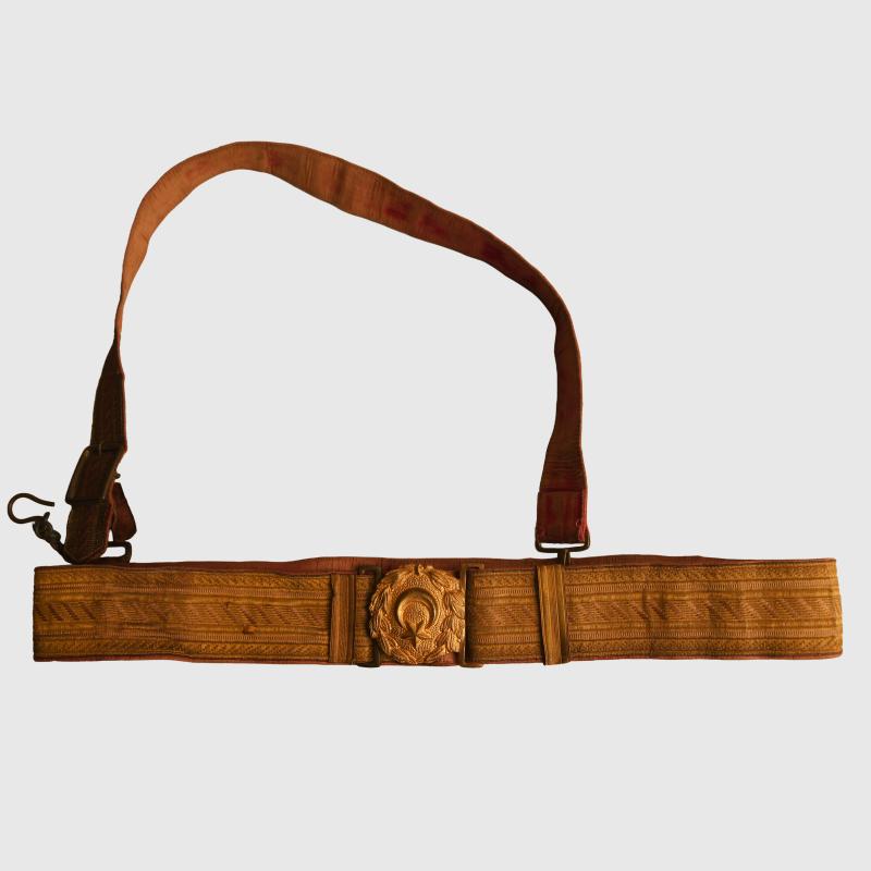 TURKISH WWI GENERAL OFFICERS PARADE BELT AND BUCKLE.