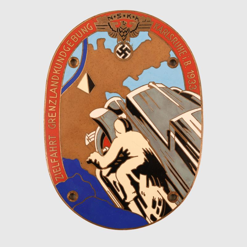 GERMAN WWII NSKK KARLSRUHE 1933 DRIVING PLAQUE.