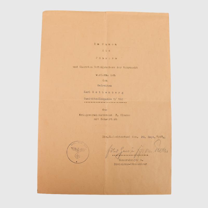 GERMAN THIRD REICH GROUP OF FOUR CITATIONS. 285/58TH INFANTRY DIVISION.