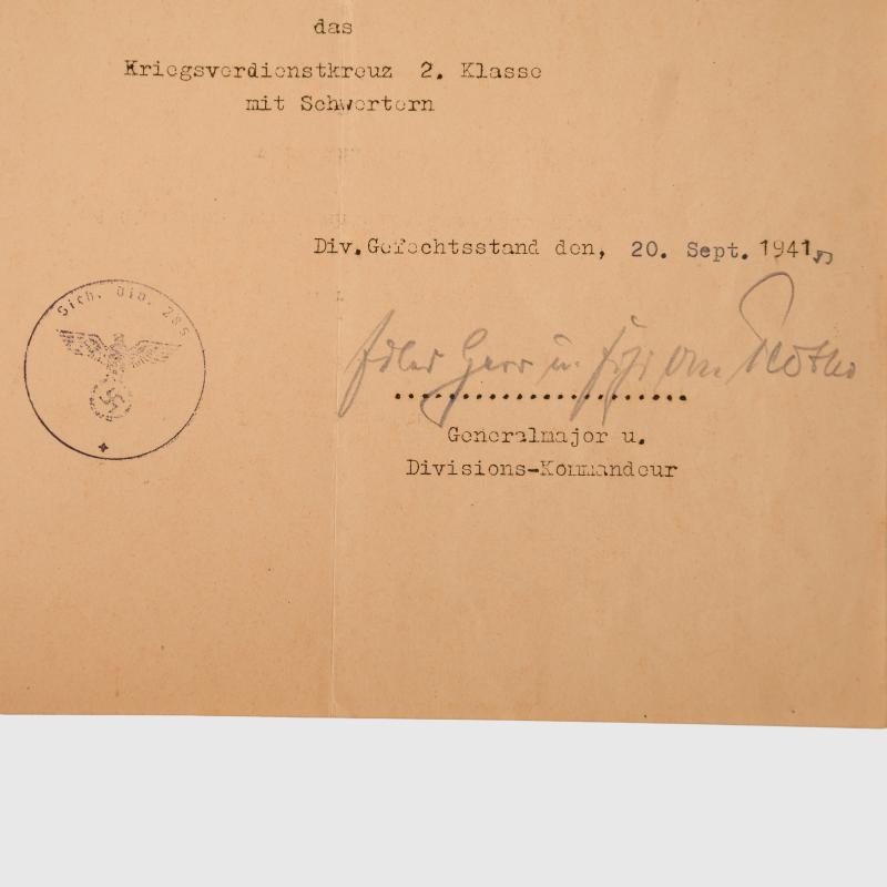 GERMAN THIRD REICH GROUP OF FOUR CITATIONS. 285/58TH INFANTRY DIVISION.