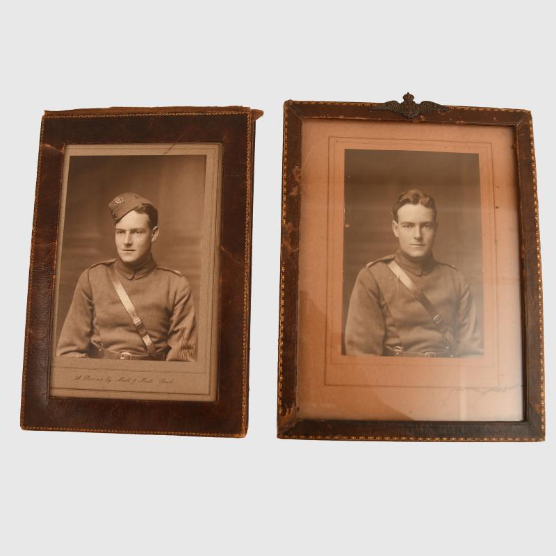 BRITISH WWI PAIR OF BRITISH RFC OFFICERS PORTRAITS.
