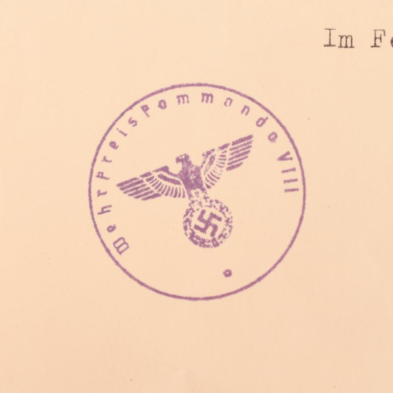 GERMAN WWII KUBAN SHIELD CITATION.