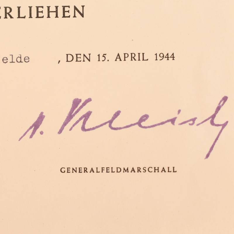 GERMAN WWII KUBAN SHIELD CITATION.