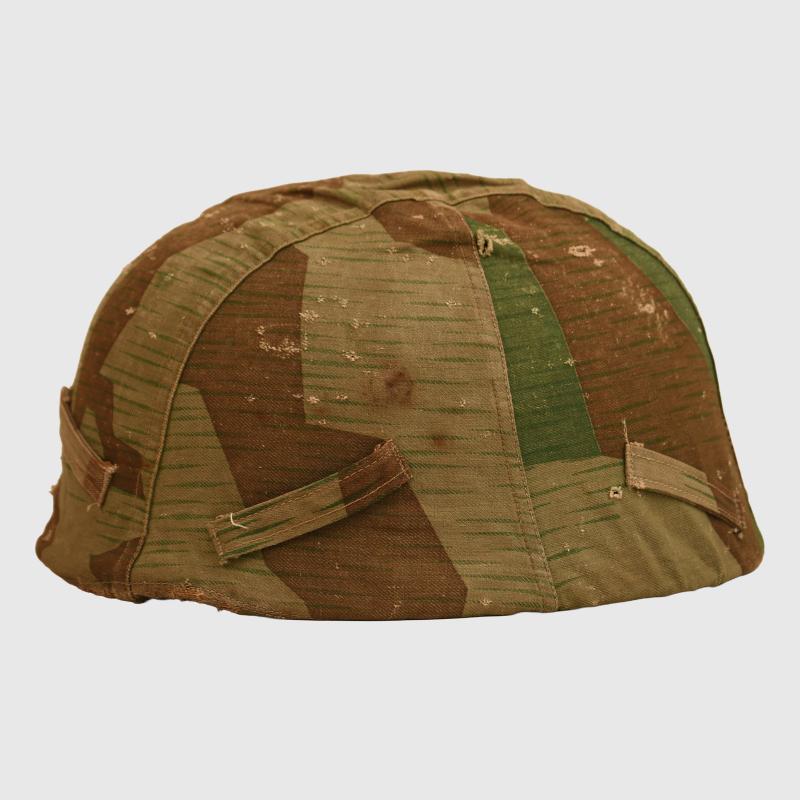 GERMAN WWII LUFTWAFFE SINGLE DECAL PARATROOPER HELMET WITH CLOTH COVER.