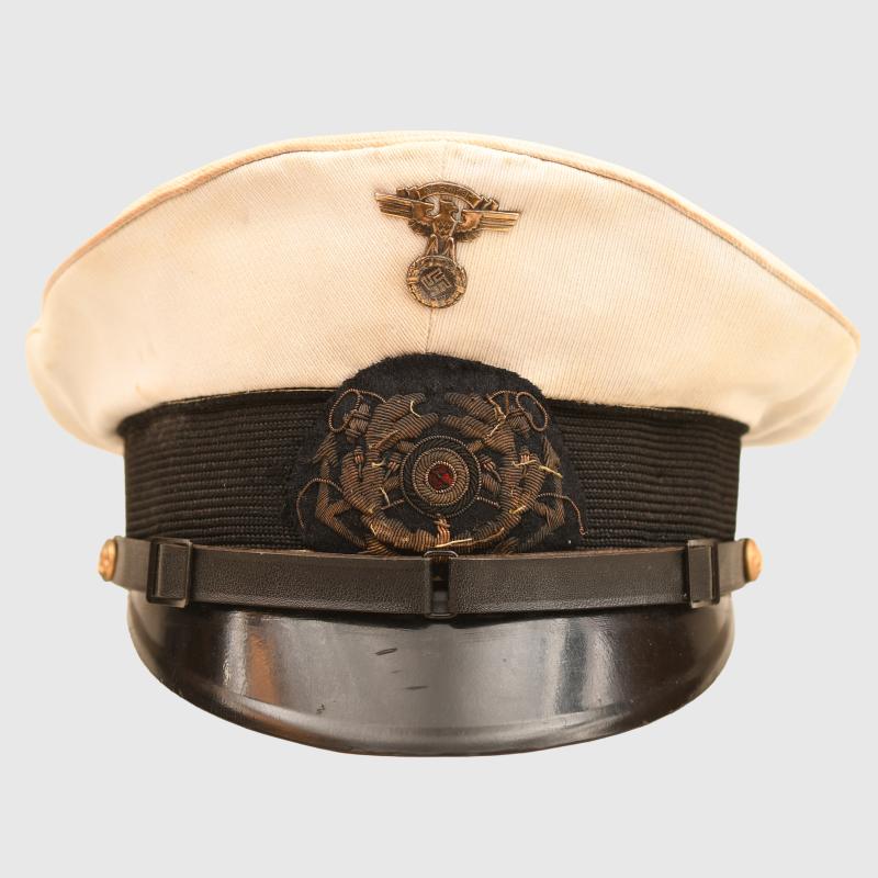 GERMAN WWII NSKK MARINE WHITE TOP VISOR CAP.