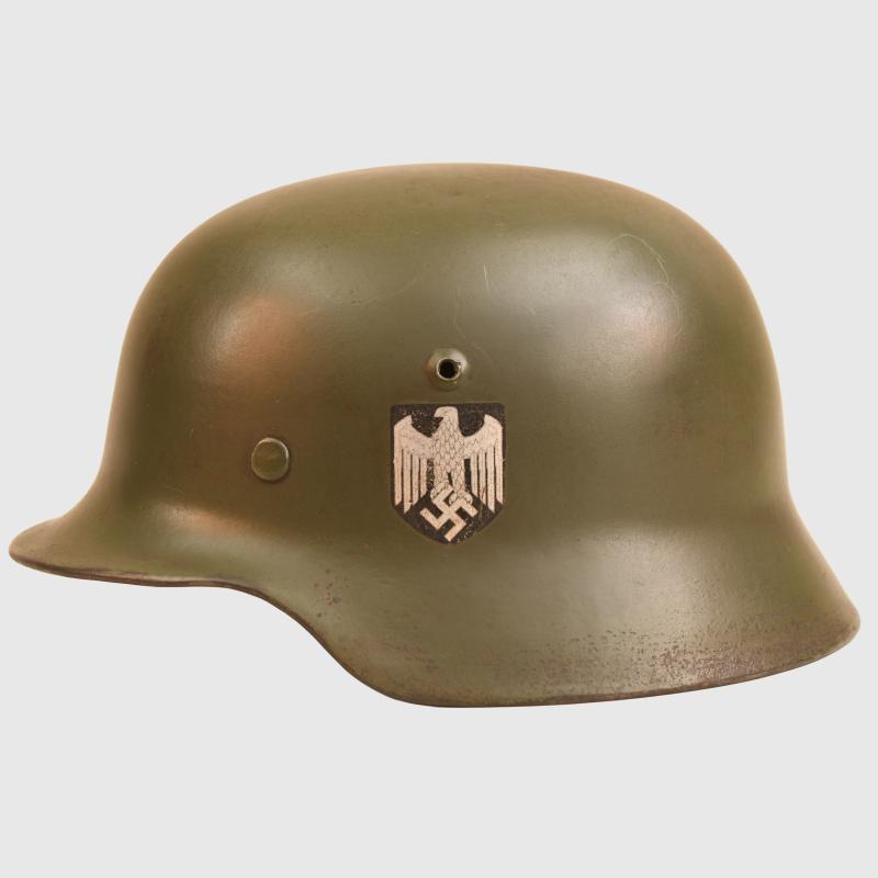 GERMAN WWII DOUBLE DECAL M35 COMBAT HELMET.