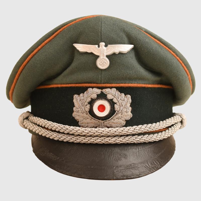 GERMAN WWII ARMY MOTORISED RECONNAISSANCE OFFICERS SEMI CRUSHER CAP.
