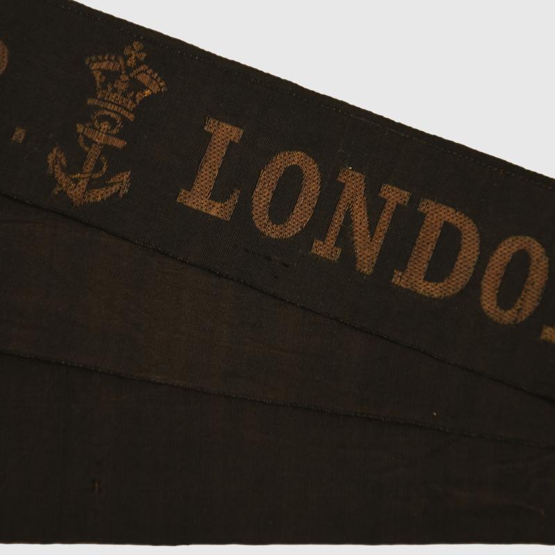 BRITISH WWI ROYAL NAVAL VOLUNTEER RESERVE LONDON CAP TALLY.