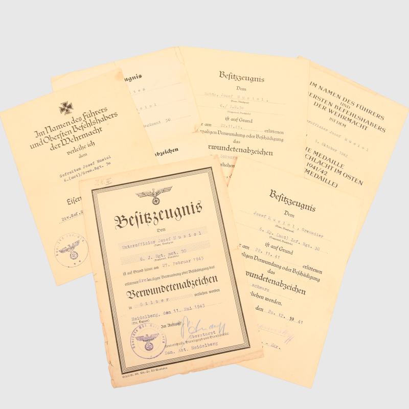 GERMAN WWII ARMY INFANTRY GRENADIER REGIMENT CITATION GROUP.