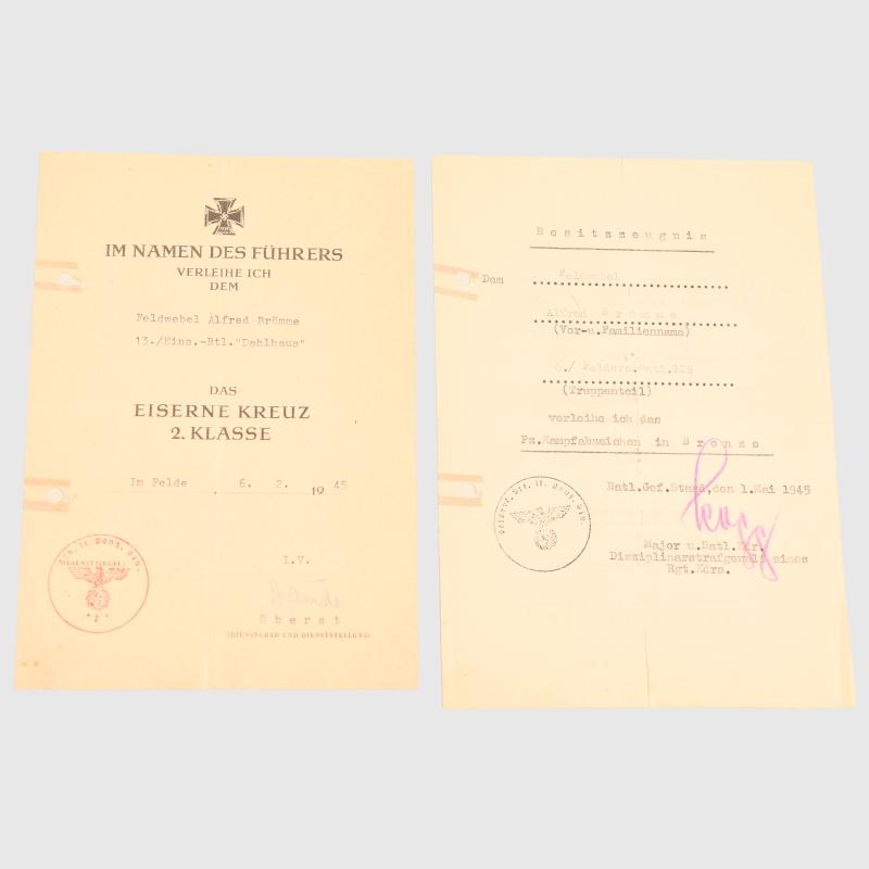 GERMAN WWII A PUNISHMENT BATTALION CITATION.