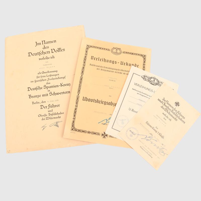 GERMAN WWII KRIEGSMARINE U BOAT SPANISH CROSS CITATION GROUP.