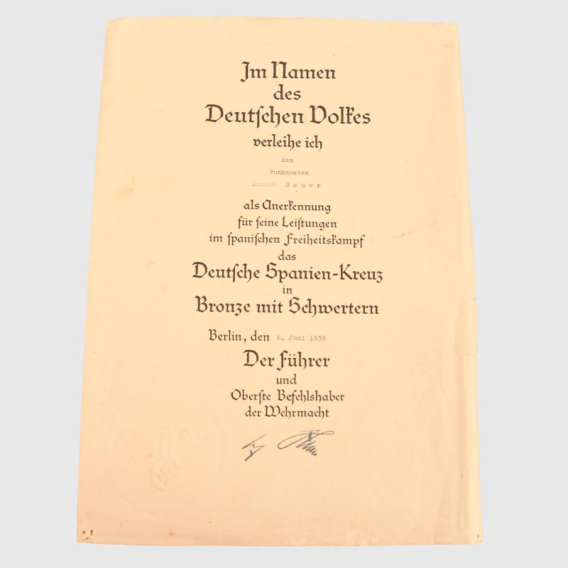 GERMAN WWII KRIEGSMARINE U BOAT SPANISH CROSS CITATION GROUP.