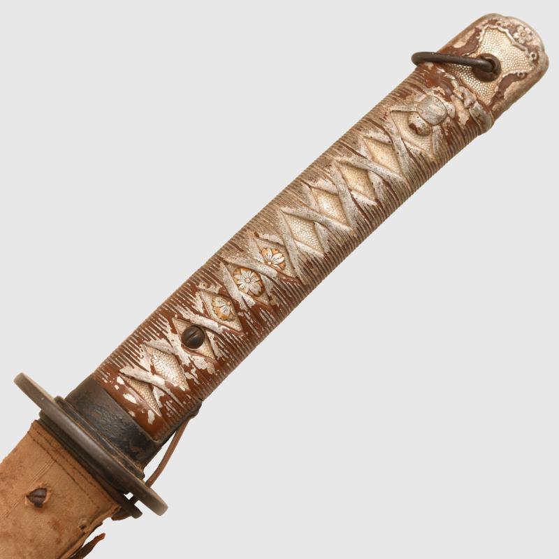 JAPANESE WWII NCO SWORD WITH COMBAT COVER AND BELT.