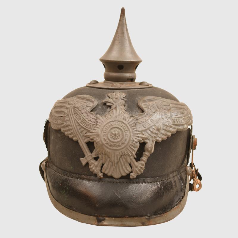 GERMAN WWI PRUSSIAN IMPERIAL GUARD ENLISTED MANS 1915 FIELD GREY PICKELHAUBE.