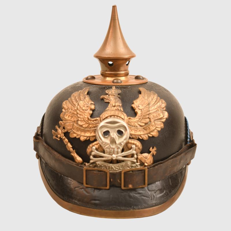 GERMAN WWI BRUNSWICK INFANTRY REGIMENT 92 ENLISTED RANKS PICKELHAUBE, REGIMENTALLY MARKED.