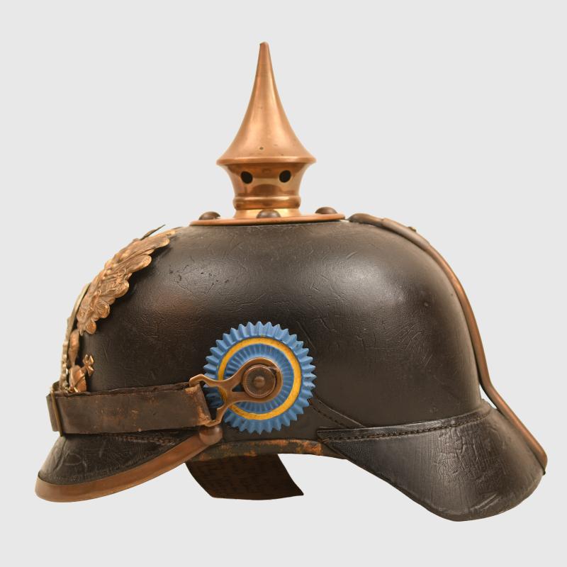 GERMAN WWI BRUNSWICK INFANTRY REGIMENT 92 ENLISTED RANKS PICKELHAUBE, REGIMENTALLY MARKED.