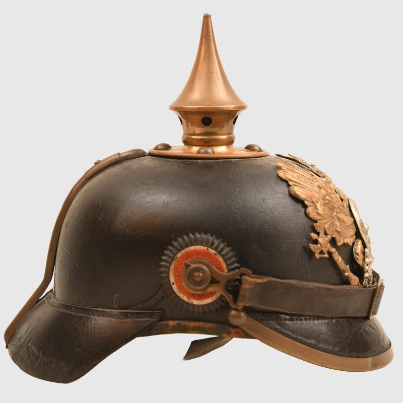 GERMAN WWI BRUNSWICK INFANTRY REGIMENT 92 ENLISTED RANKS PICKELHAUBE, REGIMENTALLY MARKED.