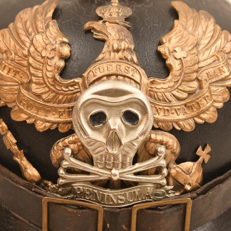 GERMAN WWI BRUNSWICK INFANTRY REGIMENT 92 ENLISTED RANKS PICKELHAUBE, REGIMENTALLY MARKED.
