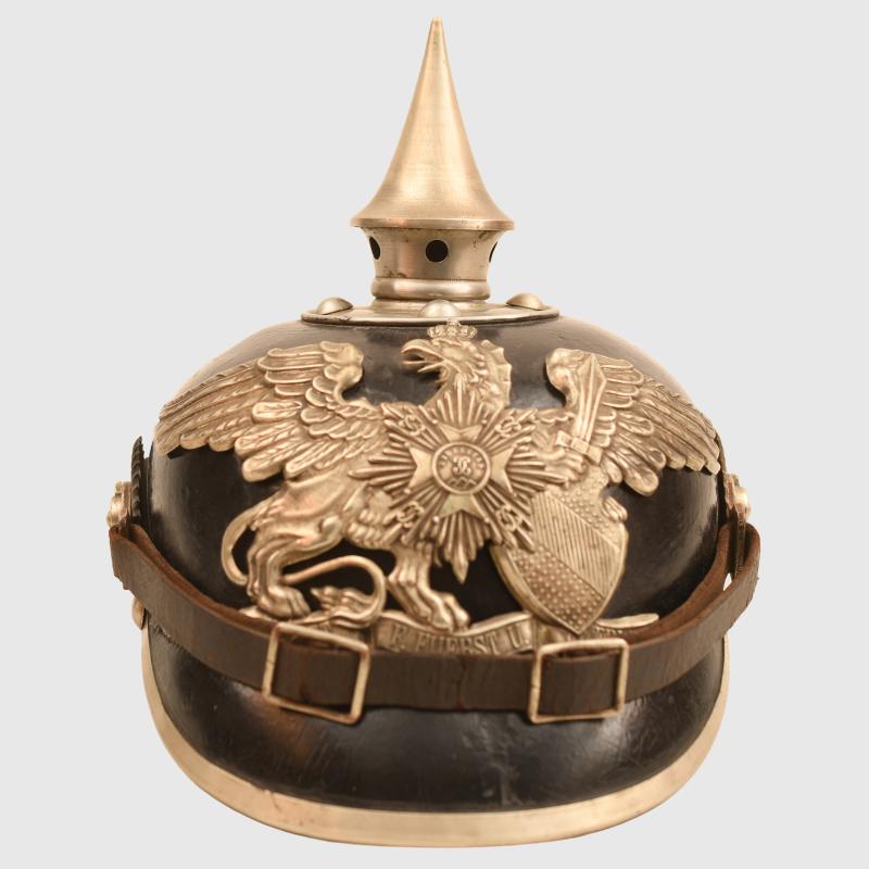 GERMAN WWI BADEN REGIMENT 109 ENLISTED RANKS PICKELHAUBE, REGIMENTALLY MARKED.
