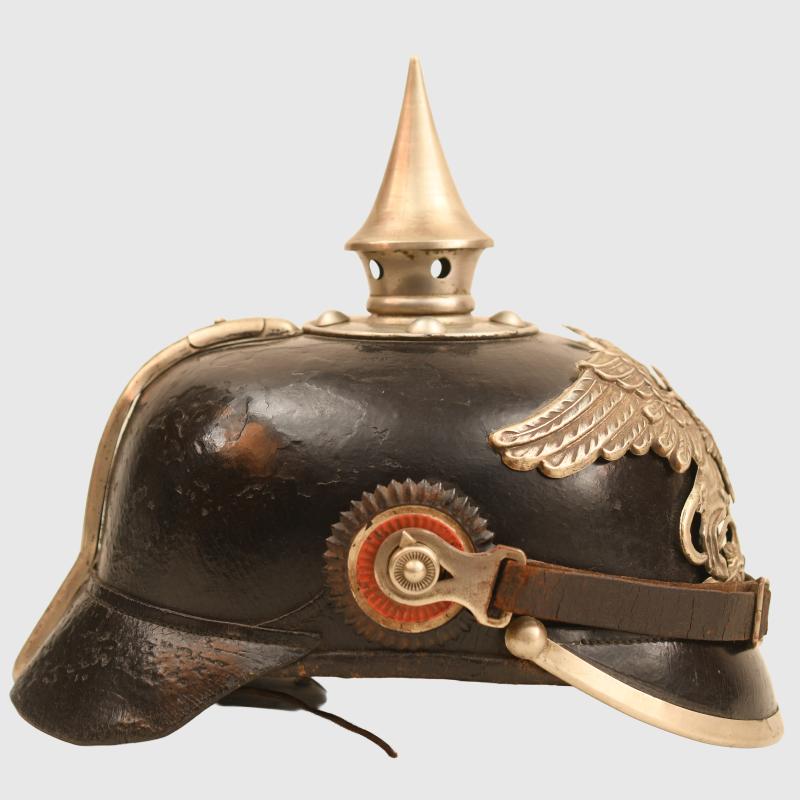 GERMAN WWI BADEN REGIMENT 109 ENLISTED RANKS PICKELHAUBE, REGIMENTALLY MARKED.