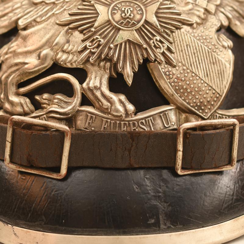 GERMAN WWI BADEN REGIMENT 109 ENLISTED RANKS PICKELHAUBE, REGIMENTALLY MARKED.