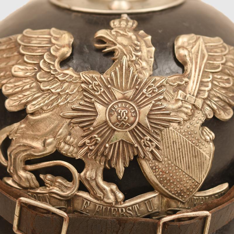 GERMAN WWI BADEN REGIMENT 109 ENLISTED RANKS PICKELHAUBE, REGIMENTALLY MARKED.