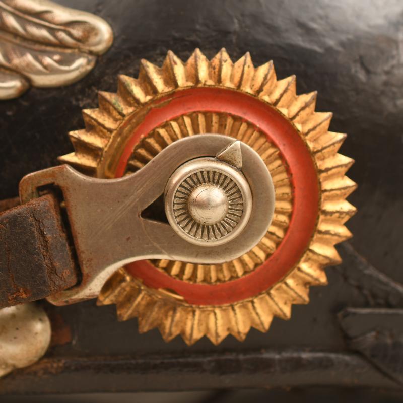 GERMAN WWI BADEN REGIMENT 109 ENLISTED RANKS PICKELHAUBE, REGIMENTALLY MARKED.
