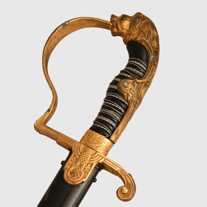 GERMAN WWII ARMY OFFICERS LION HEADED SWORD.