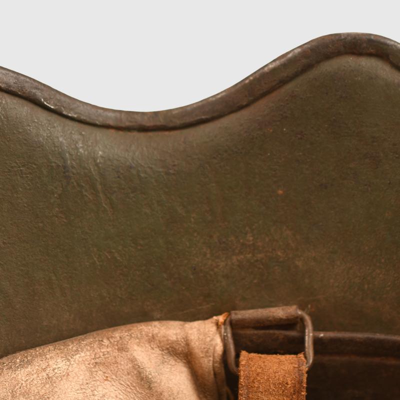 GERMAN WWI M.18 CUT OUT HELMET WITH REMAINS OF FLOCK FINISH.