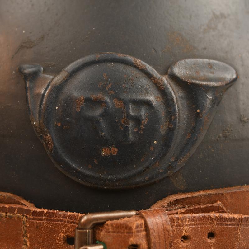FRENCH CHASSEUR HELMET WITH VETERANS PLATE.
