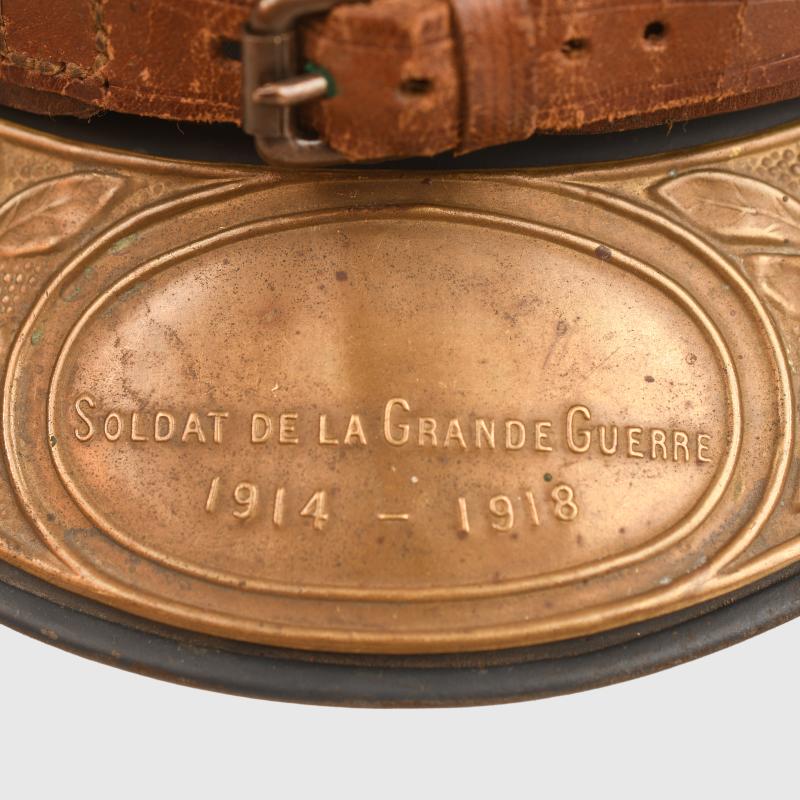 FRENCH CHASSEUR HELMET WITH VETERANS PLATE.